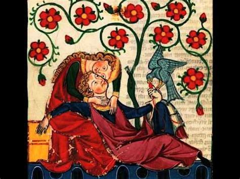 Nella miniatura è rappresentata una coppia che si abbraccia sotto un albero stilizzato con fiori rossi. Sulla destra c'è un usignolo.