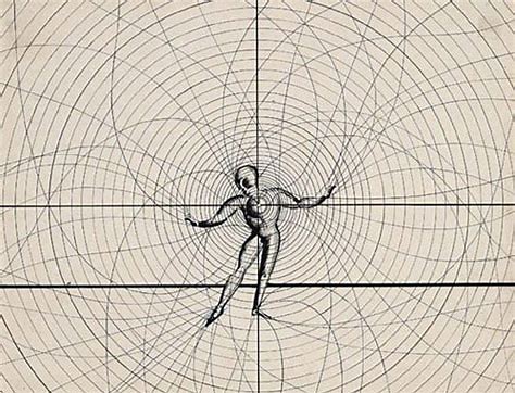 Una figura danzante è disegnata tra frasci di linee curve.