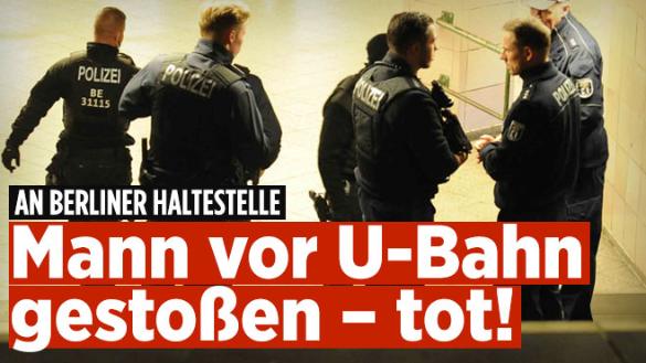Umschlagseite der Bild-Zeitung. Polizisten und ein groß geschriebener Titel: Mann vor U-Bahngestoßen - tot!.